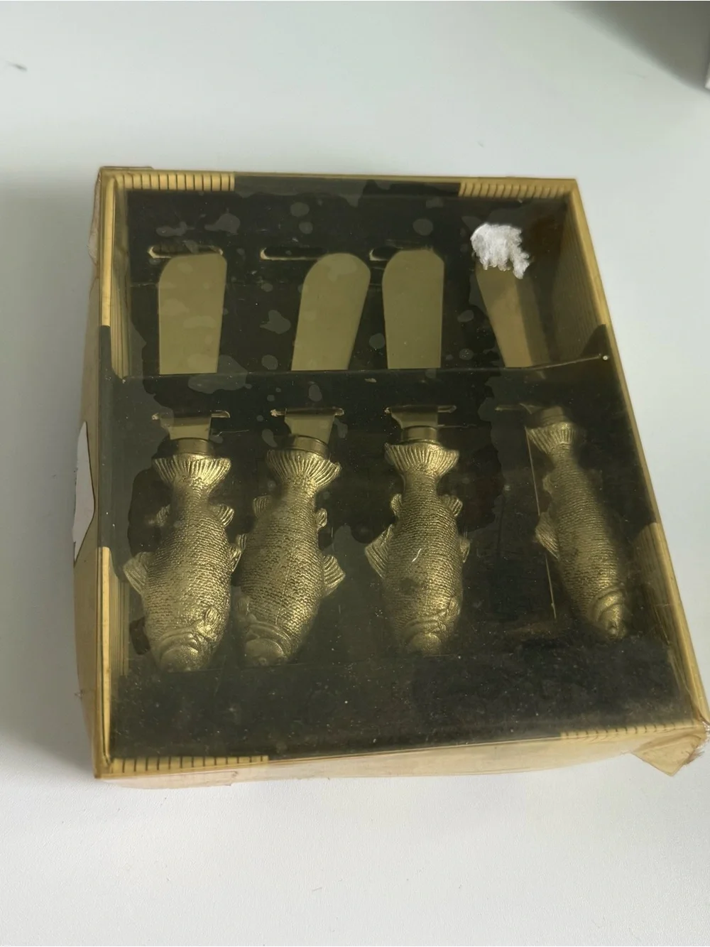 Vtg deadstock Dellarobbia 4-piece set of cheese butter spreader knives silver